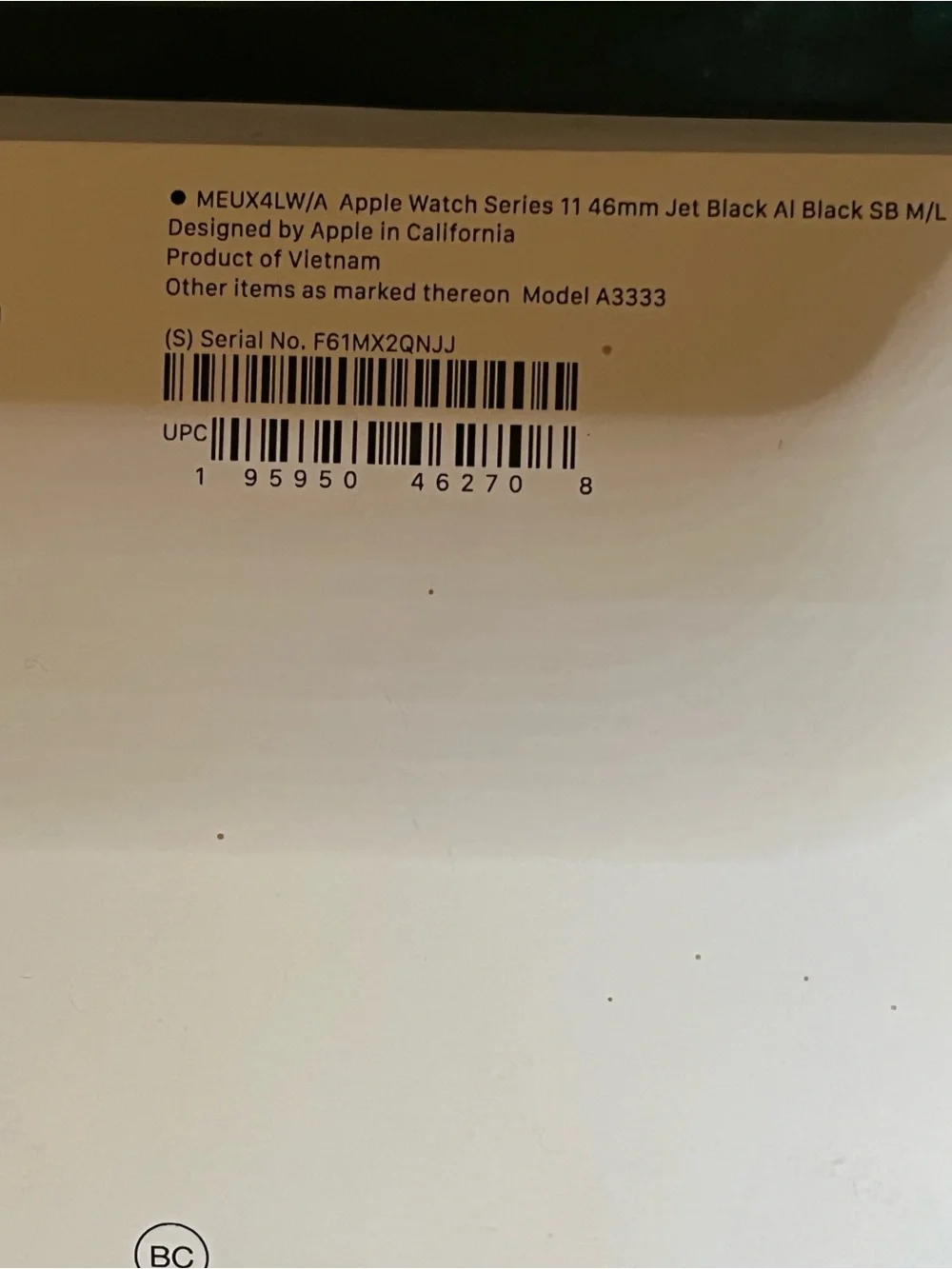 Apple Watch 11 series GPS 46mm with Space black Case and Black Sport Band